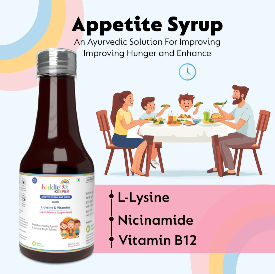 Kiddie Keeper Appetite Stimulant Syrup for Kids (4+ Years) | Natural Appetite Booster & Healthy Weight Gain | 200ml | Free Eco Friendly Bamboo Toothbrush