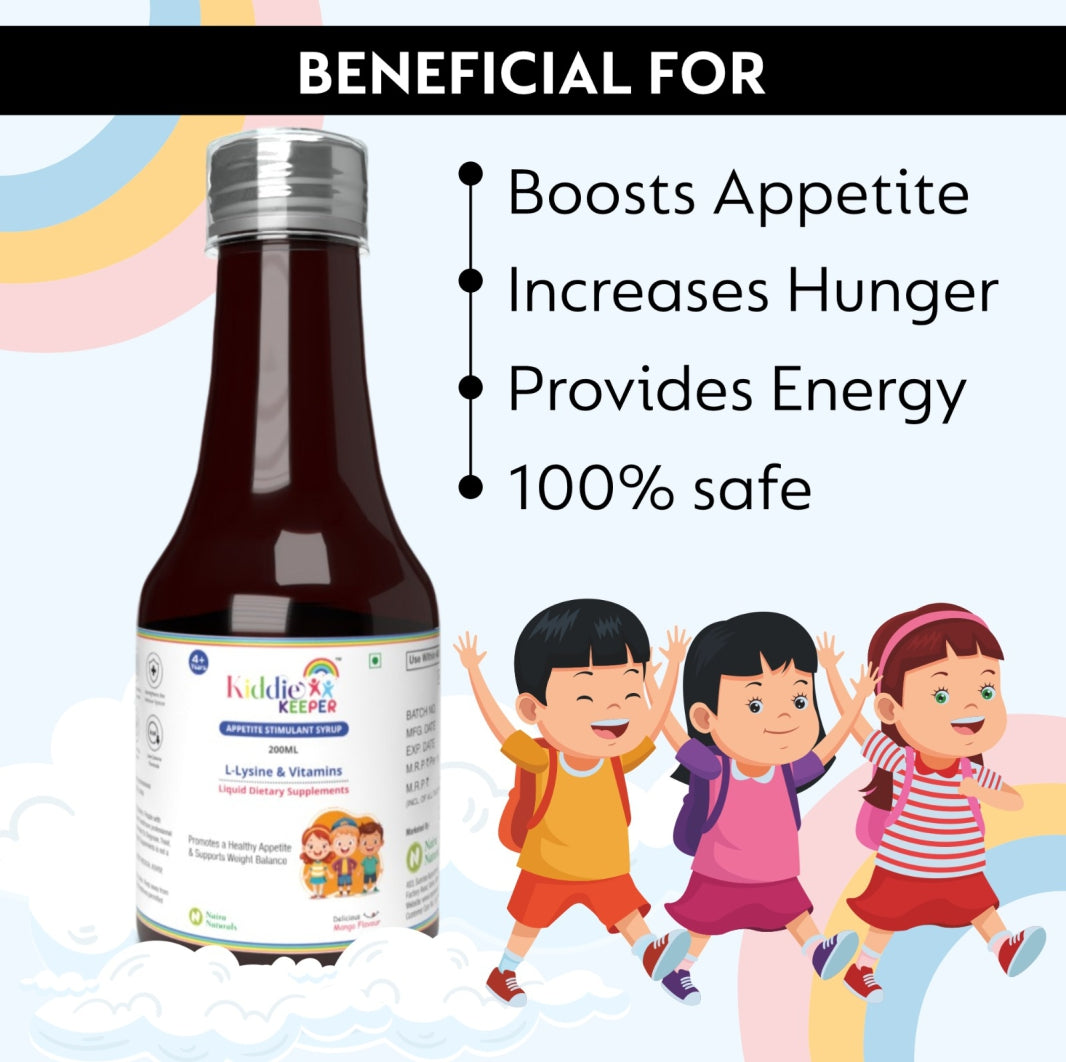 Kiddie Keeper Appetite Stimulant Syrup for Kids (4+ Years) | Natural Appetite Booster & Healthy Weight Gain | 200ml | Free Eco Friendly Bamboo Toothbrush
