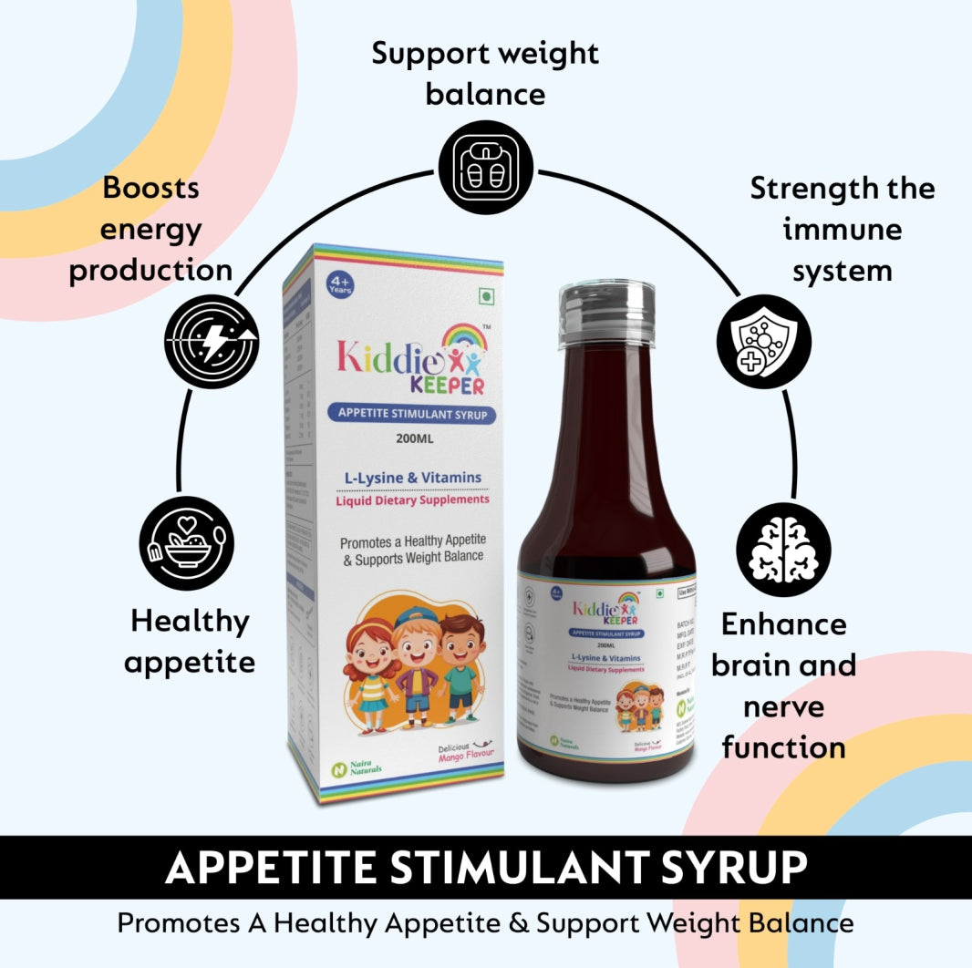 Kiddie Keeper Appetite Stimulant Syrup for Kids (4+ Years) | Natural Appetite Booster & Healthy Weight Gain | 200ml | Free Eco Friendly Bamboo Toothbrush