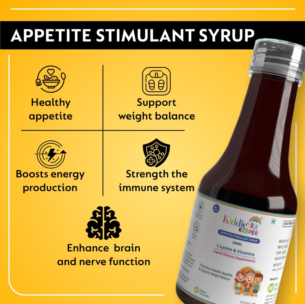 Kiddie Keeper Appetite Stimulant Syrup for Kids (4+ Years) | Natural Appetite Booster & Healthy Weight Gain | 200ml | Free Eco Friendly Bamboo Toothbrush