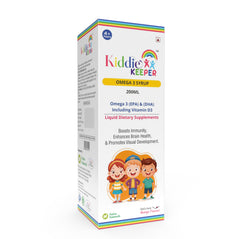 Kiddie Keeper Omega-3 Syrup for Kids (4+ Years) | Brain, Heart & Vision Support | EPA & DHA Rich Formula | 200ml | Free Bamboo Toothbrush