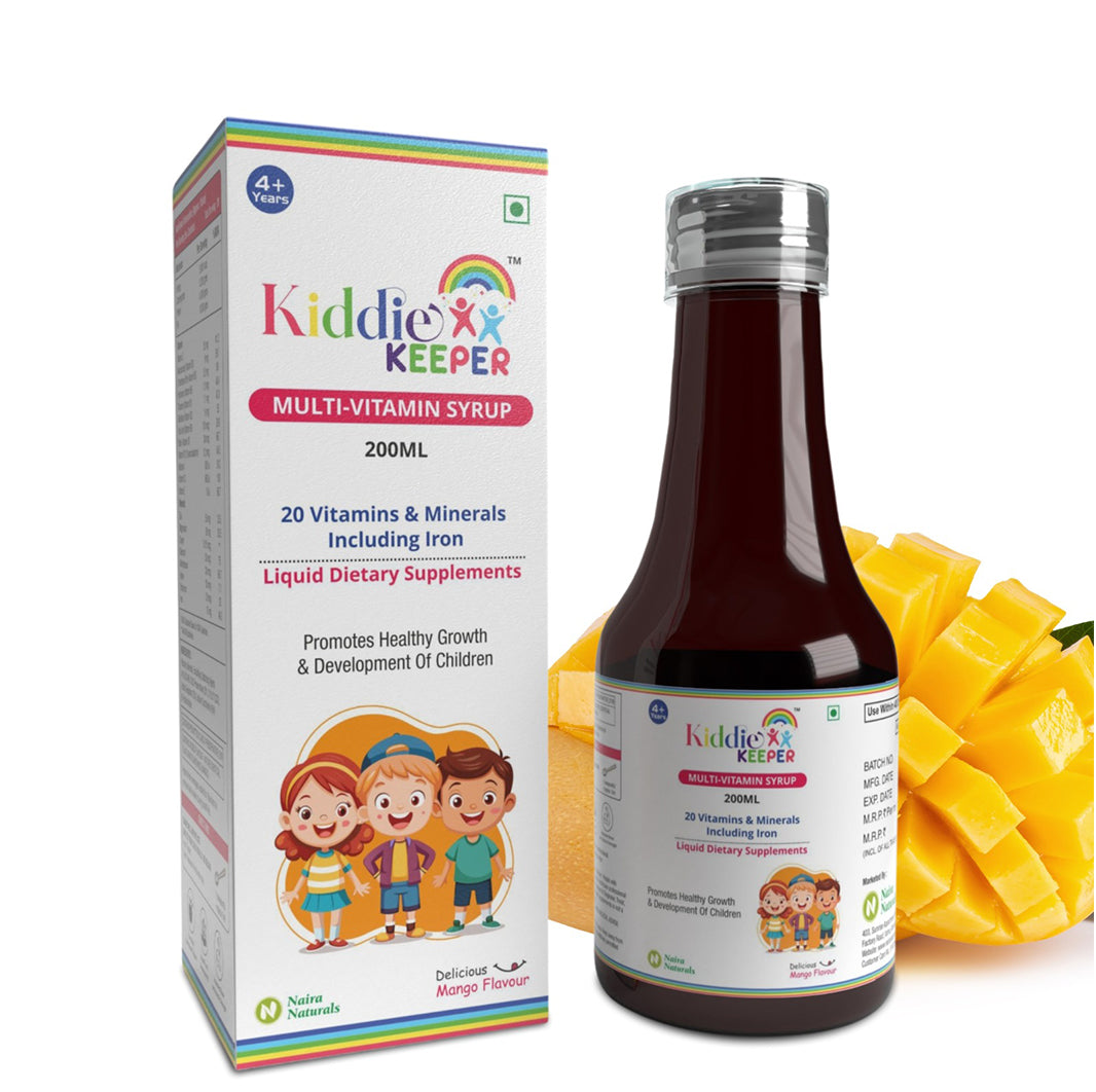 Kiddie Keeper Multivitamin-Multimineral, Iron Syrup for Kids (4+ Years) | Boosts Immunity, Energy & Growth | 200ml | Free Bamboo Toothbrush